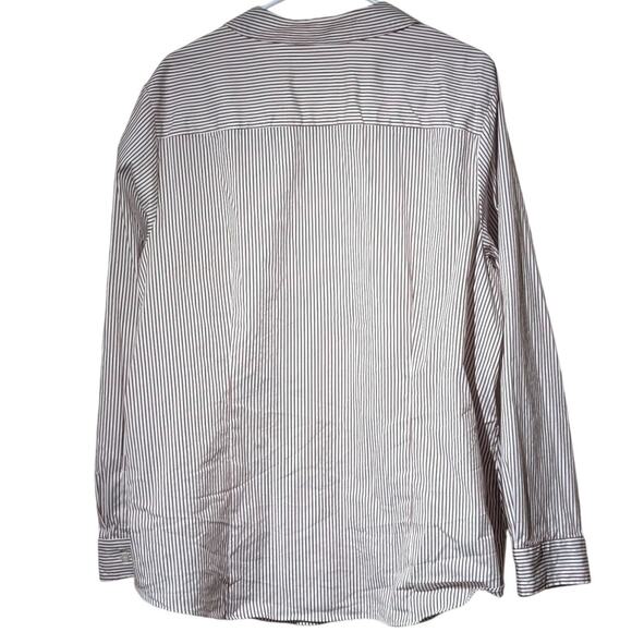 Charter Club Burgundy Stripe Tailored Fit Cotton Blend Button Up Shirt  Sz 20W - Picture 2 of 8